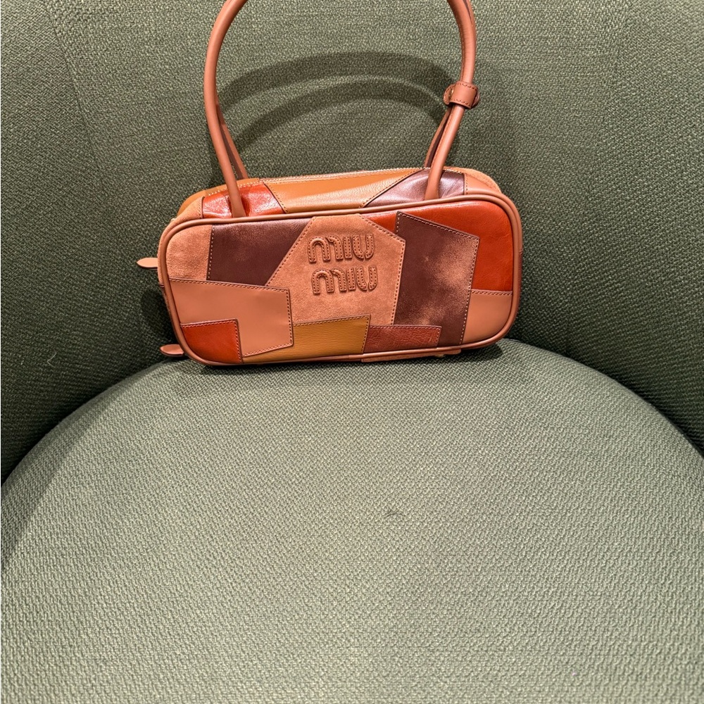Miu Miu Patchwork Shoulder Bag - Orange and Brown